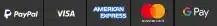 Payment options icons: PayPal, Visa, American Express, Mastercard, Google Pay